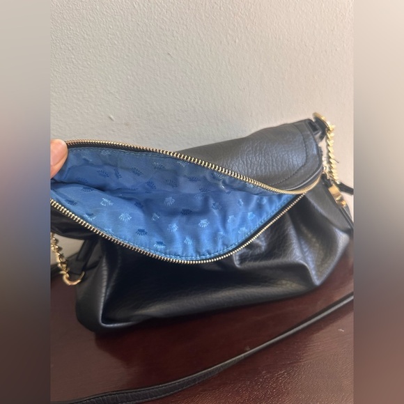 JUICY COUTURE BLACK FAUX LEATHER PURSE HAND/SHOULDER CROSSBODY BAG W/GOLD TRIM - Picture 8 of 16